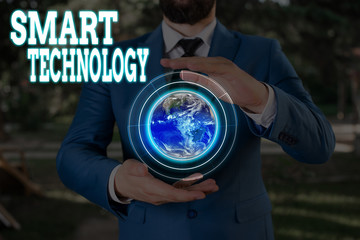 Poster - text sign showing smart technology. business photo showcasing used to protect and prevent errors in 