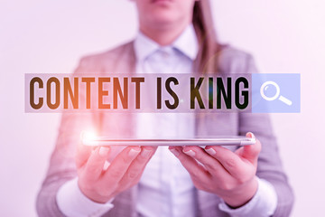 Poster - handwriting text content is king. conceptual photo believe that content is central to the success of
