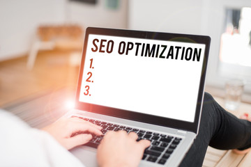 Poster - conceptual hand writing showing seo optimization. concept meaning increasing visibility of a website
