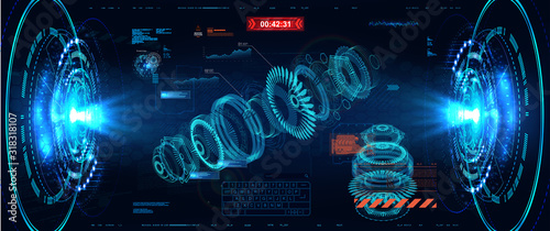 Cuadros en Lienzo 3D turbine hologram in HUD style