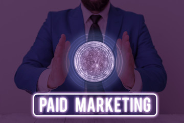 Poster - text sign showing paid marketing. business photo text marketers pay the owner of ad space in use of 