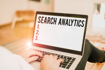 Poster - conceptual hand writing showing search analytics. concept meaning investigate particular interaction