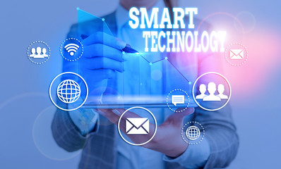 Poster - word writing text smart technology. business photo showcasing used to protect and prevent errors in 