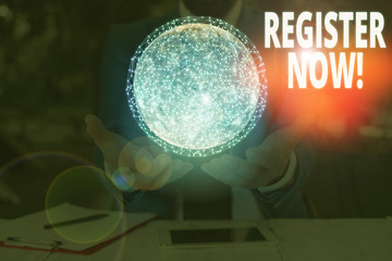 Poster - handwriting text writing register now. conceptual photo official list or record showing or things in