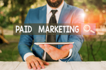 Poster - text sign showing paid marketing. business photo showcasing marketers pay the owner of ad space in u