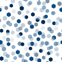 Aufkleber - Modern blue seamless pattern with blue abstract background for classic vector design. Modern geometric vector texture. Abstract geometric seamless pattern. Hexagon background. Hexagonal cell texture.