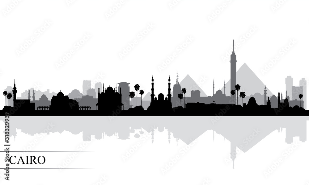 Cairo city skyline silhouette background Stock Vector | Adobe Stock