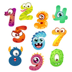 Wall Mural - Set of cartoon monster numbers