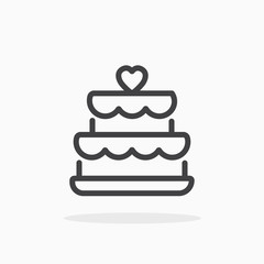 Wall Mural - Wedding cake icon in line style.