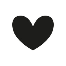 Heart On White. Abstract Black Heart On Isolated Background. Love Symbol. Black And White Illustration. Valentine's Day