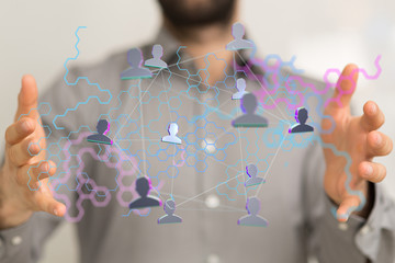 working with new modern computer show social network