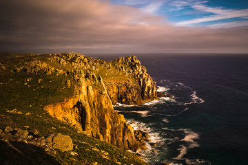 Wall Mural - Sunset Zawn Trevilley and Carn Boel at Lands End in Cornwall England UK