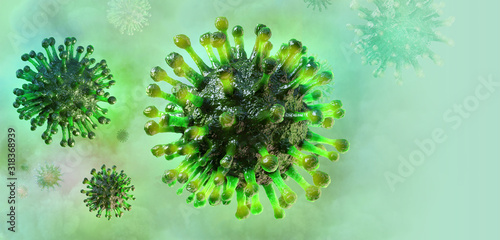 Cuadros en Lienzo Coronavirus 2019-ncov flu infection 3D medical illustration