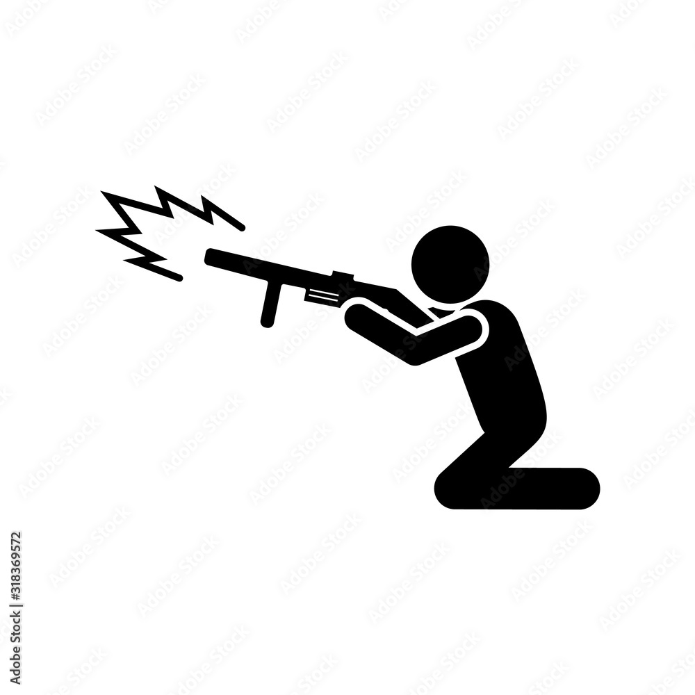 Sniper man gun icon. Simple warning armed man icons for ui and ux ...