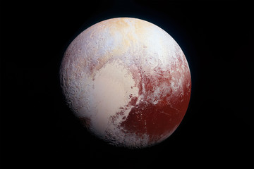 Wall Mural - pluto, planet, with lens flare. on a dark background. elements of this image were furnished by nasa.