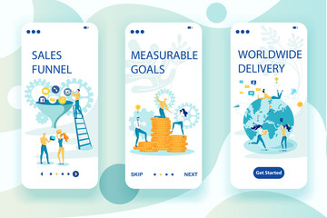 Wall Mural - Sales Funnel Onboarding Web Pages Vector Template