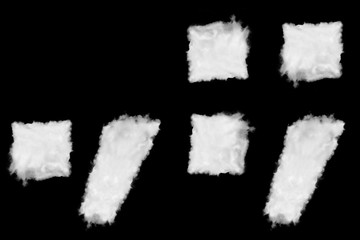 Wall Mural - Symbols comma, dot, column, semicolon made of clouds on black background ready for mask or blending modes