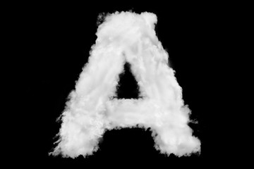 Wall Mural - Letter A font shape element made of clouds on black background ready for mask or blending modes