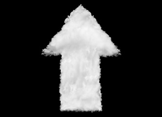 Wall Mural - Straight forward arrow shape made of clouds on black background ready for mask or blending modes