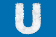 Letter U Font Shape Element Made Of Clouds On Blue Background Over Sky