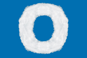 Wall Mural - Letter O font shape element made of clouds on blue background over sky