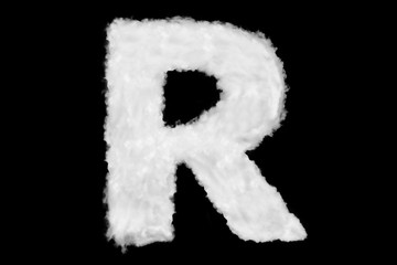 letter r font shape element made of clouds on black background ready for mask or blending modes