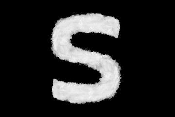 Wall Mural - Thin letter S font shape element composed of clouds on blue background over sky