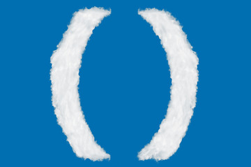 Wall Mural - Parentheses symbols font shape element made of clouds on blue background over sky