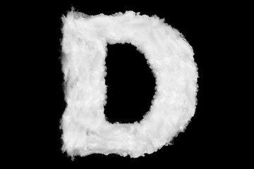 Wall Mural - Letter D font shape element made of clouds on black background ready for mask or blending modes