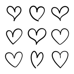 Aufkleber - Vector set of hand drawn hearts on a white background.