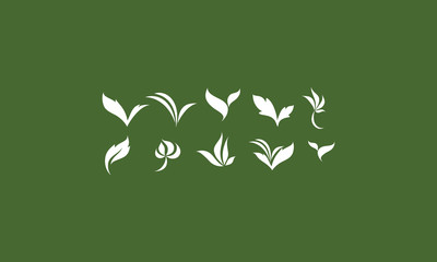 Wall Mural - Set Vector Royalty Logo Design Inspiration Green Leaf Icons