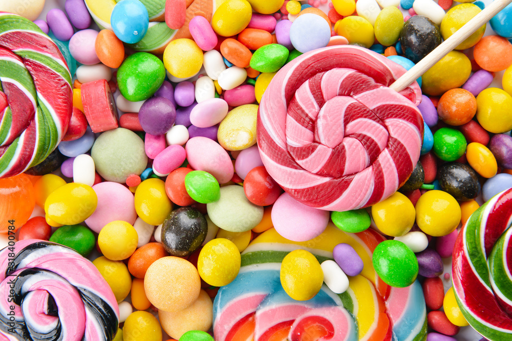 Assortment of tasty candies, closeup