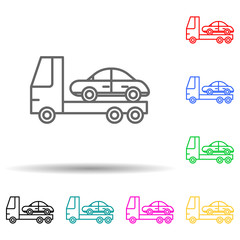 Poster - evacuator multi color style icon. Simple thin line, outline vector of cars service and repair parts icons for ui and ux, website or mobile application