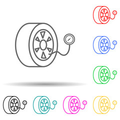 Poster - tire pressure multi color style icon. Simple thin line, outline vector of cars service and repair parts icons for ui and ux, website or mobile application