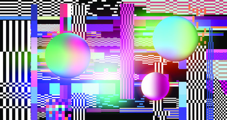Aufkleber - Retro VHS background like in old video tape rewind or no signal TV screen. Vaporwave/ retrowave style vector illustration.