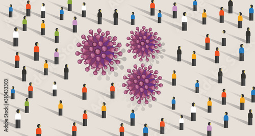 Cuadros en Lienzo virus epidemic transmission crowd of people contagious transmission