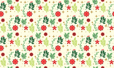 Wall Mural - Pattern background for Christmas, with beautiful flower and leaf design.
