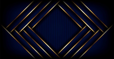 Wall Mural - abstract luxury dark blue background with golden shape