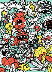 Wall Mural - vector doodle monsters hand drawn