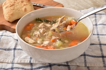 Canvas Print - Eating chicken soup