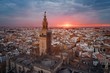Seville Cathedral aerial view sunrise