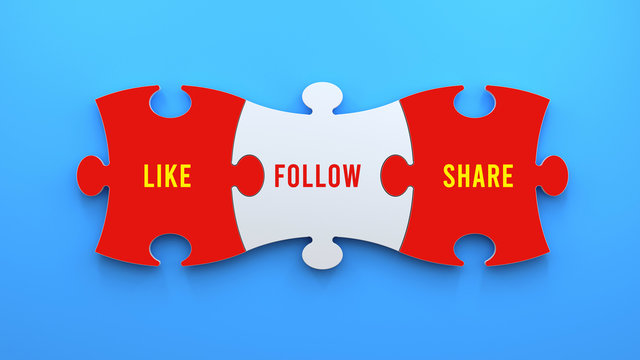 LIKE FOLLOW SHARE - PUZZLE CONCEPT