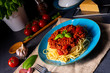 The real Bolognese sauce with spaghetti noodle