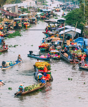 Nga Nam Floating Market In Mekong Delta, Vietnam