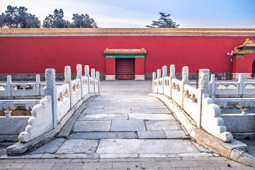 Five color glazed gate of Taimiao（The Ancestral Temple）in Beijing, China. Beijing labor people's Cultural Palace, China