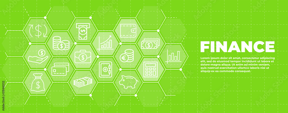 Business and finance green background with money icons Stock Vector ...