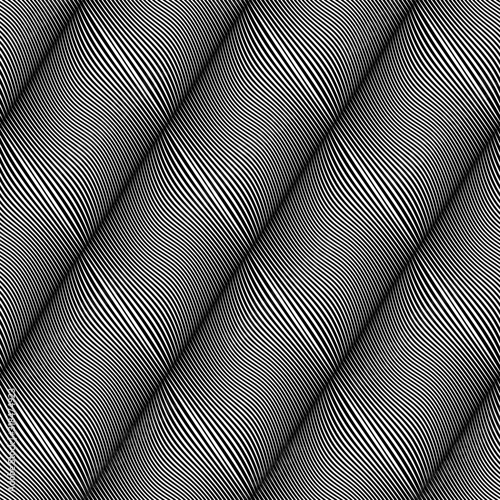 Seamless wavy lines pattern. Diagonal striped texture. 3D illusion.