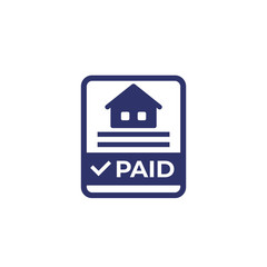 Poster - house loan paid icon on white