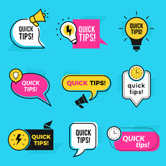Wall Mural - quick tips. graphic outline shapes tricks for remind text notes or badges vector set. illustration q