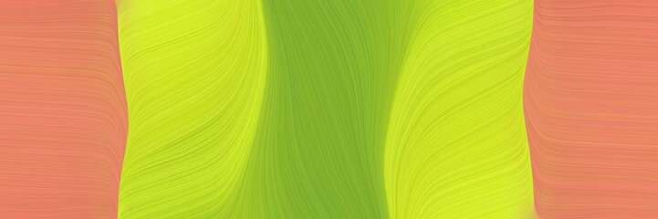 Poster - decorative banner design with green yellow, yellow green and salmon colors. dynamic curved lines with fluid flowing waves and curves